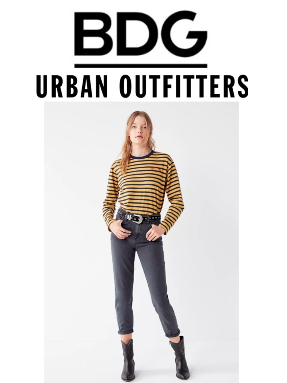 Urban Outfitters BDG Black Mom Jean High-rise Straight Leg Crop Ankle Waist 33